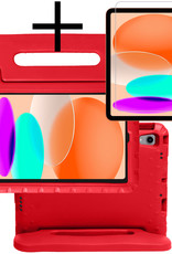 NoXx Hoesje Geschikt voor iPad 2022 Hoesje Kinderhoes Shockproof Hoes Kids Case Met Screenprotector - Rood