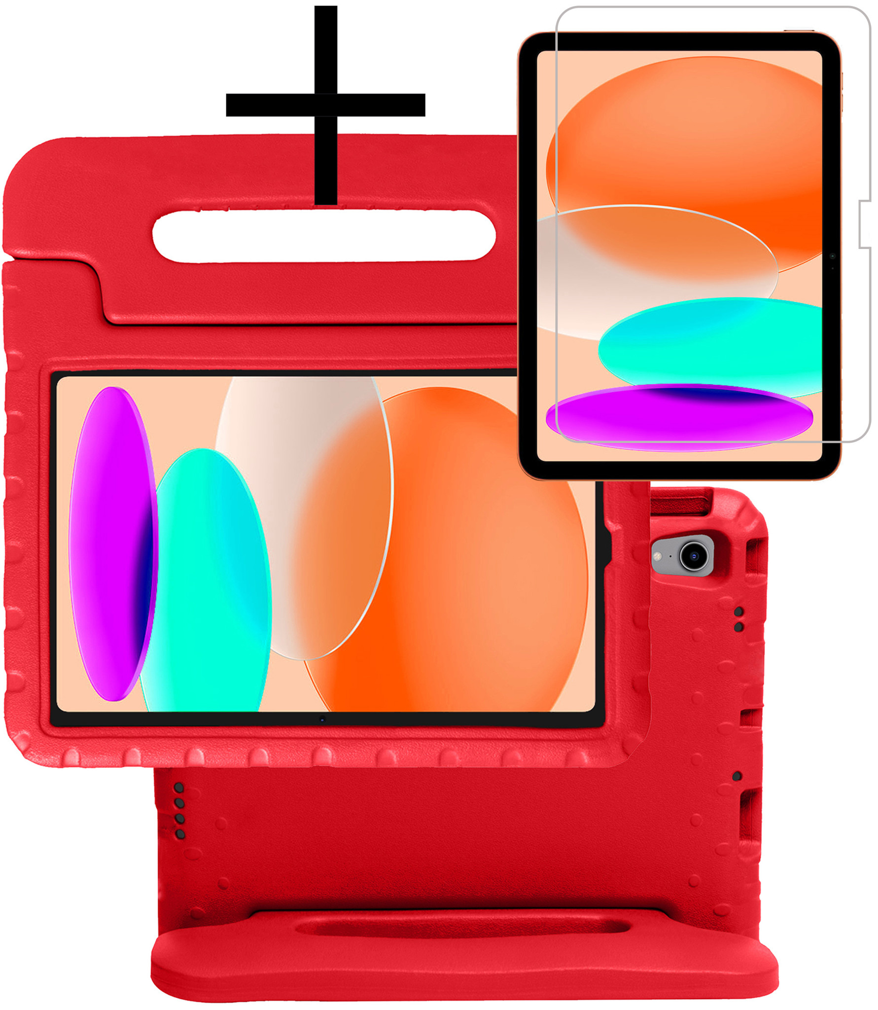 NoXx Hoesje Geschikt voor iPad 2022 Hoesje Kinderhoes Shockproof Hoes Kids Case Met Screenprotector - Rood