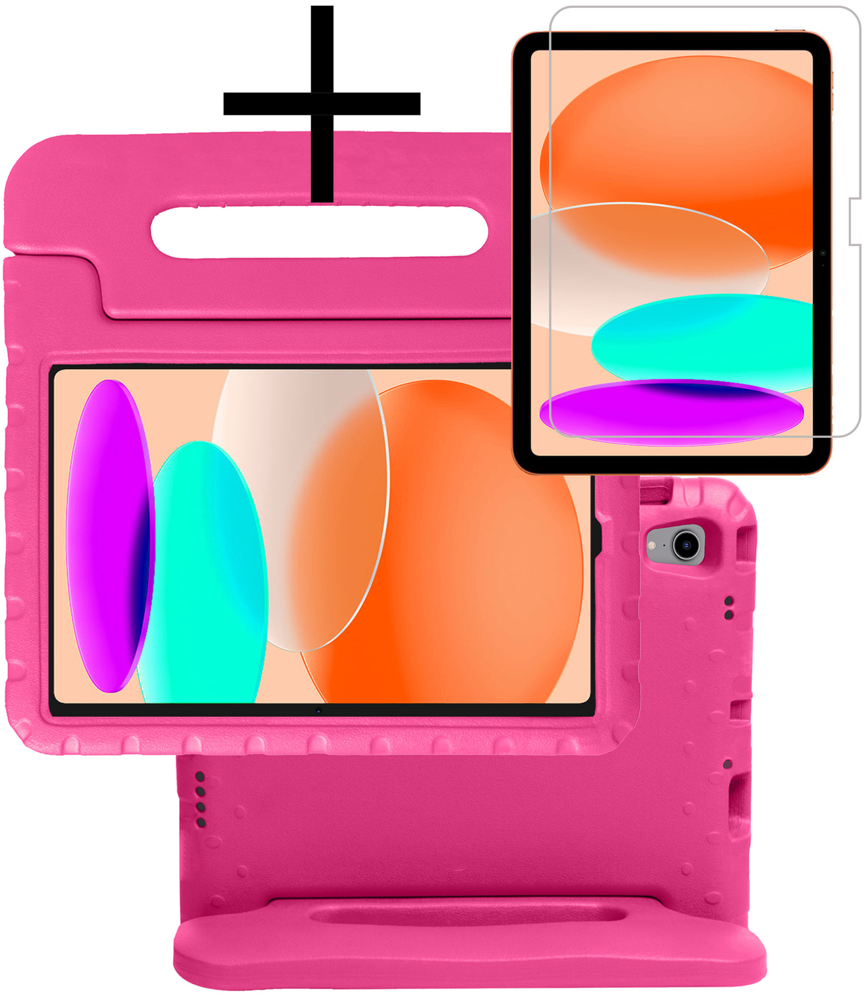 NoXx Hoesje Geschikt voor iPad 2022 Hoesje Kinderhoes Shockproof Hoes Kids Case Met Screenprotector - Roze