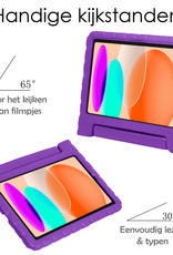 NoXx Hoesje Geschikt voor iPad 2022 Hoesje Kinderhoes Shockproof Hoes Kids Case Met 2x Screenprotector - Paars