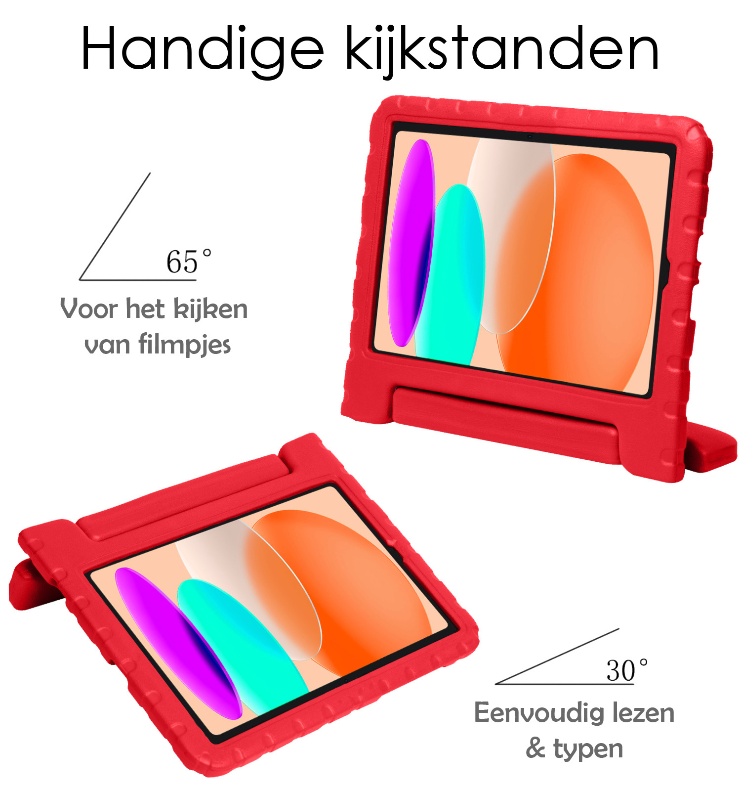 iPad 10 2022 Hoesje Kinderhoes Shockproof Cover Case Met 2x Screenprotector - Rood