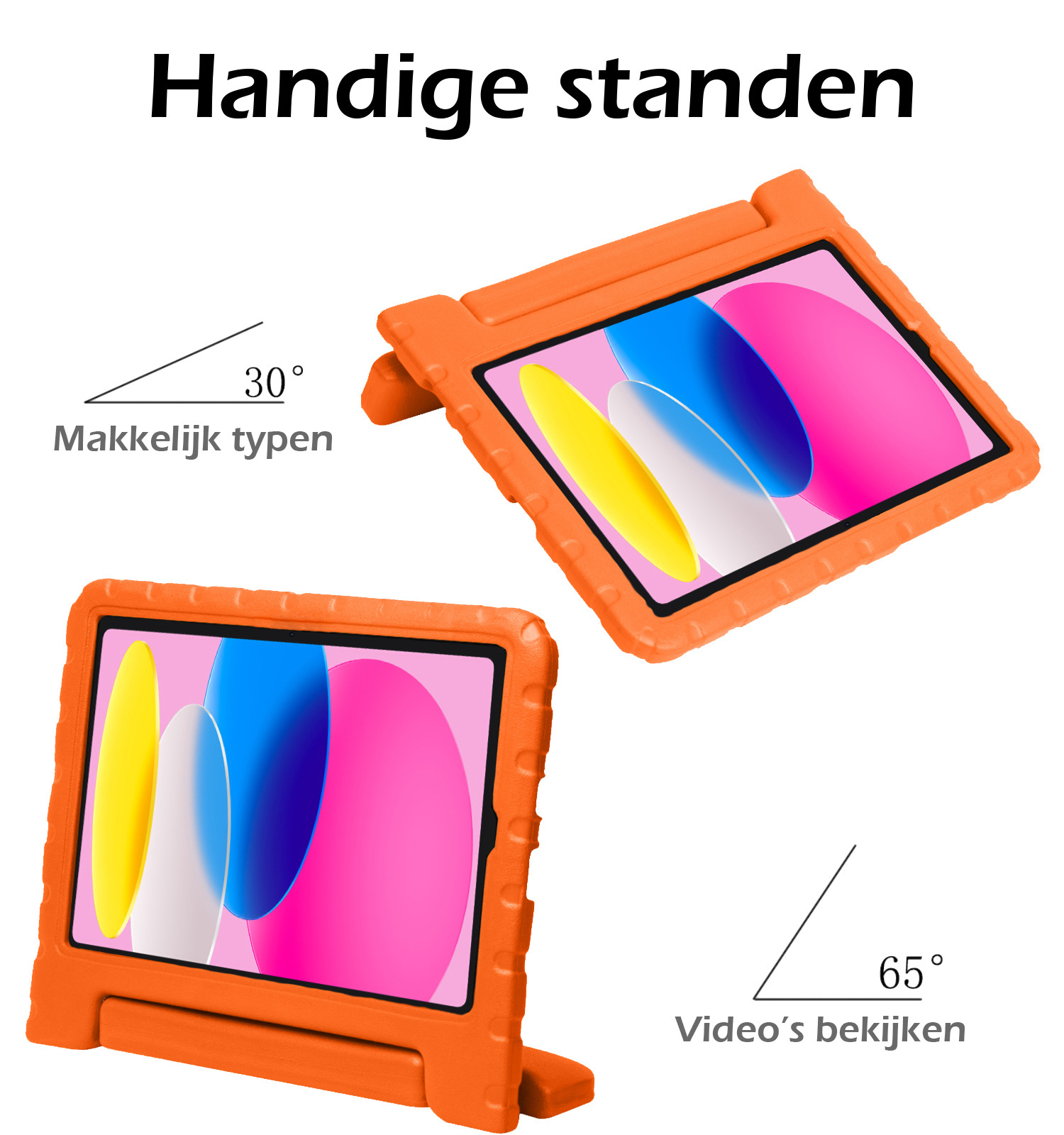 Nomfy Hoes Geschikt voor iPad 2022 Hoes Bumper Kindvriendelijk Kids Case Kinderhoes Met Screenprotector - Hoesje Geschikt voor iPad 10 Hoesje Shockproof Cover Hoes - Oranje