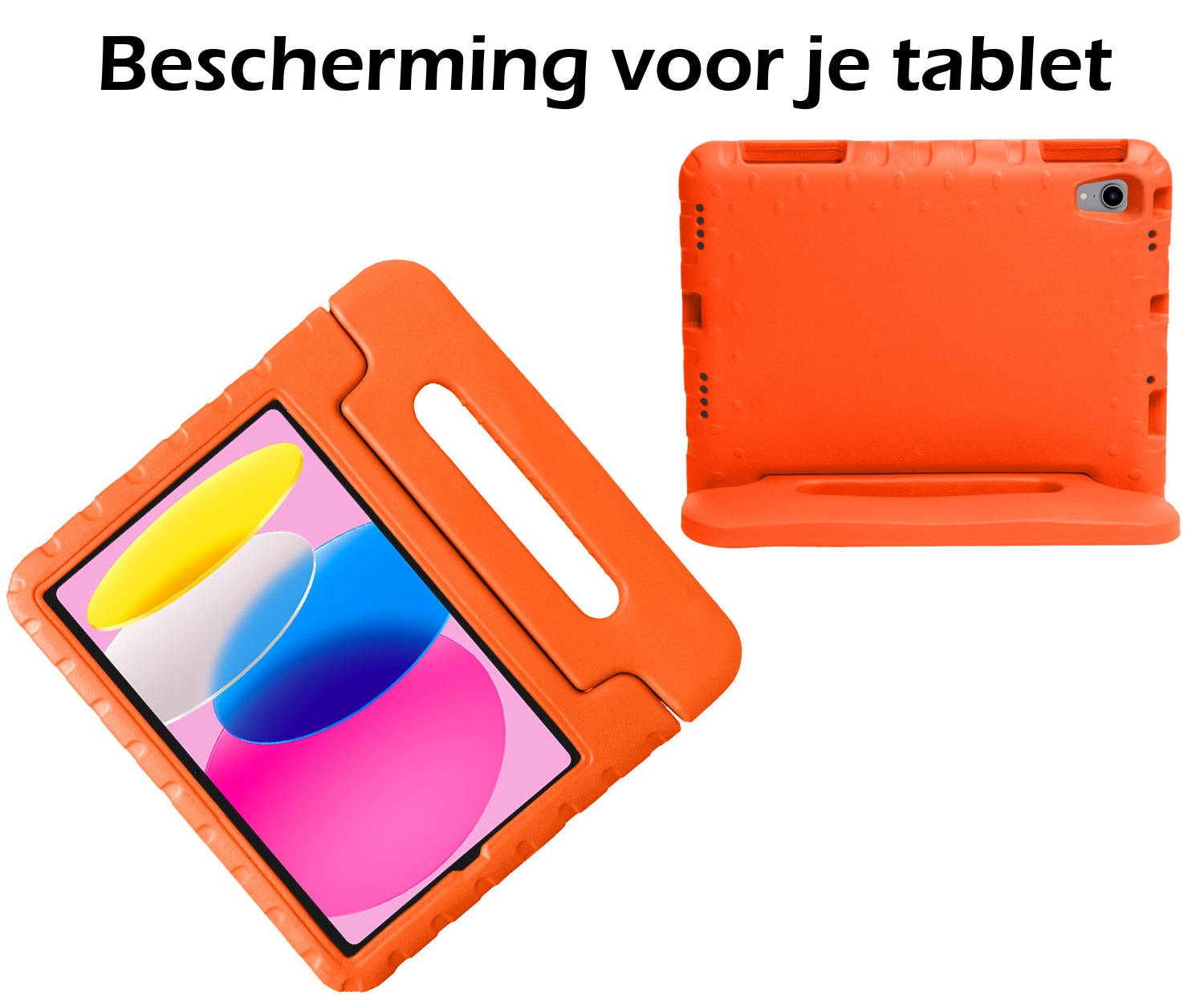 Nomfy Hoes Geschikt voor iPad 2022 Hoes Bumper Kindvriendelijk Kids Case Kinderhoes Met Screenprotector - Hoesje Geschikt voor iPad 10 Hoesje Shockproof Cover Hoes - Oranje