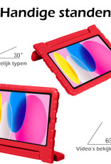 iPad 2022 Hoes Bumper Kindvriendelijk Kids Case Met Screenprotector - iPad 10 2022 Hoesje Shockproof Cover Hoes - Rood