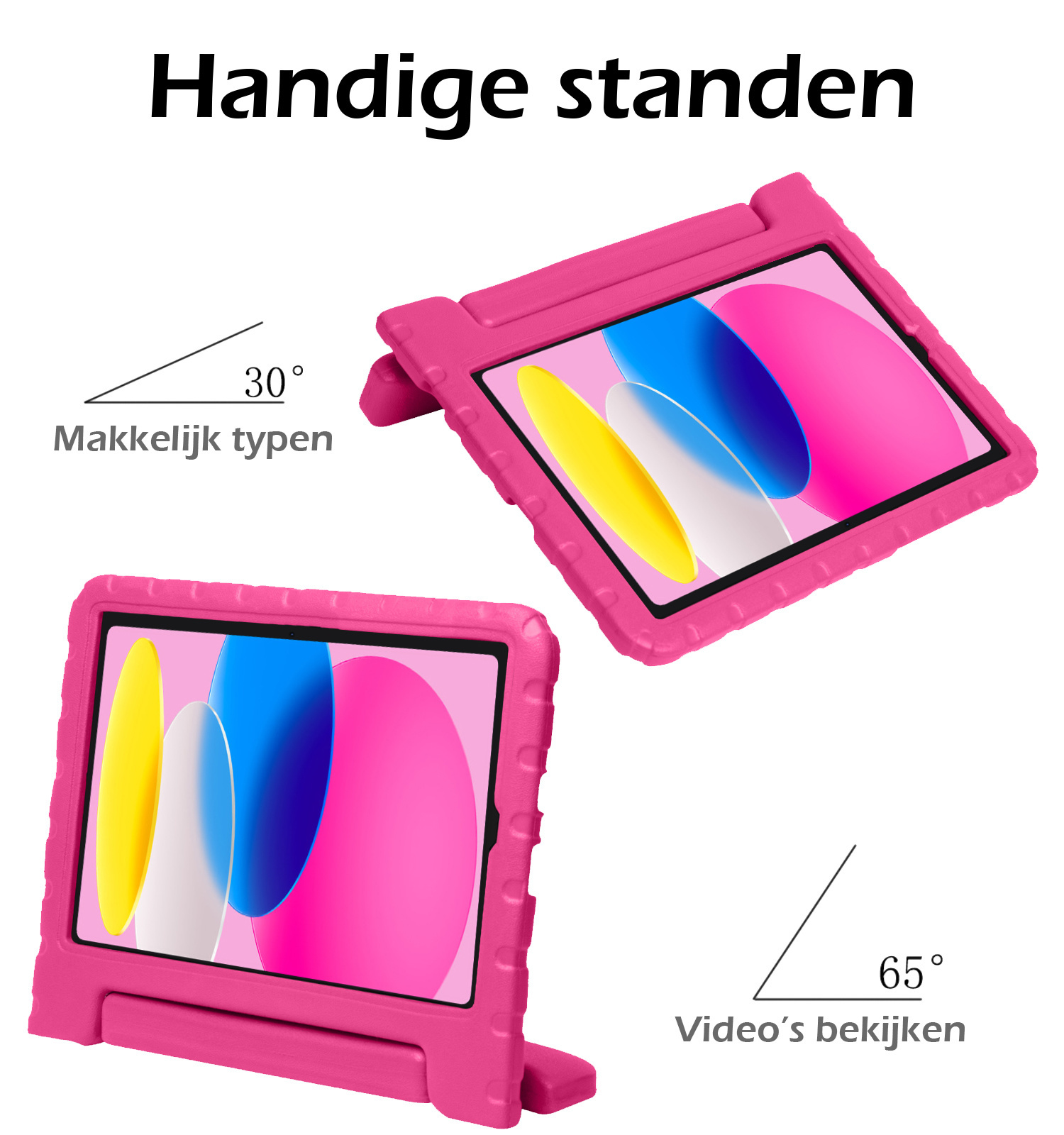 Nomfy Hoes Geschikt voor iPad 2022 Hoes Bumper Kindvriendelijk Kids Case Kinderhoes Met Screenprotector - Hoesje Geschikt voor iPad 10 Hoesje Shockproof Cover Hoes - Roze