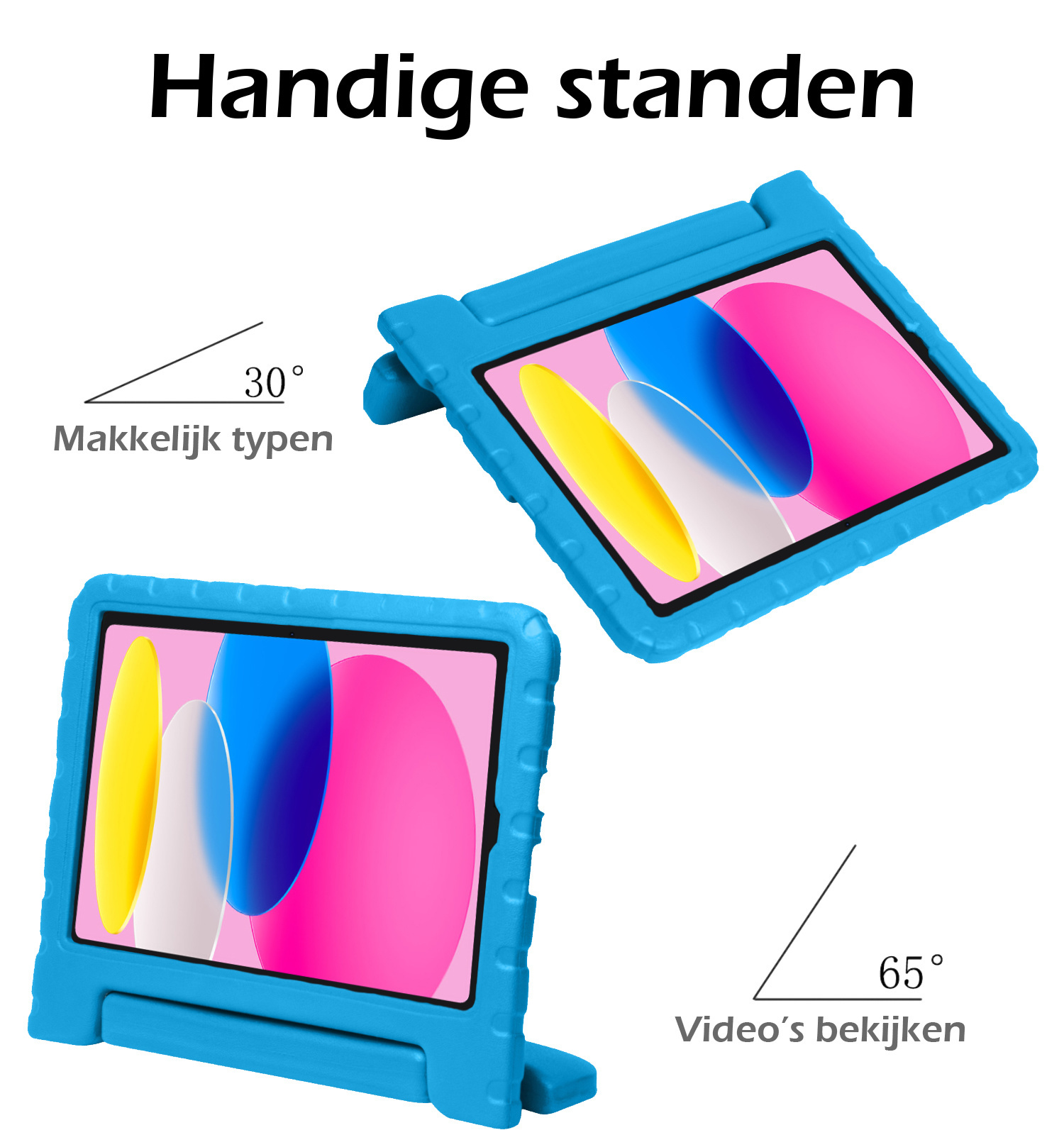 Nomfy Hoes Geschikt voor iPad 2022 Hoes Bumper Kindvriendelijk Kids Case Kinderhoes Met 2x Screenprotector - Hoesje Geschikt voor iPad 10 Hoesje Shockproof Cover Hoes - Blauw