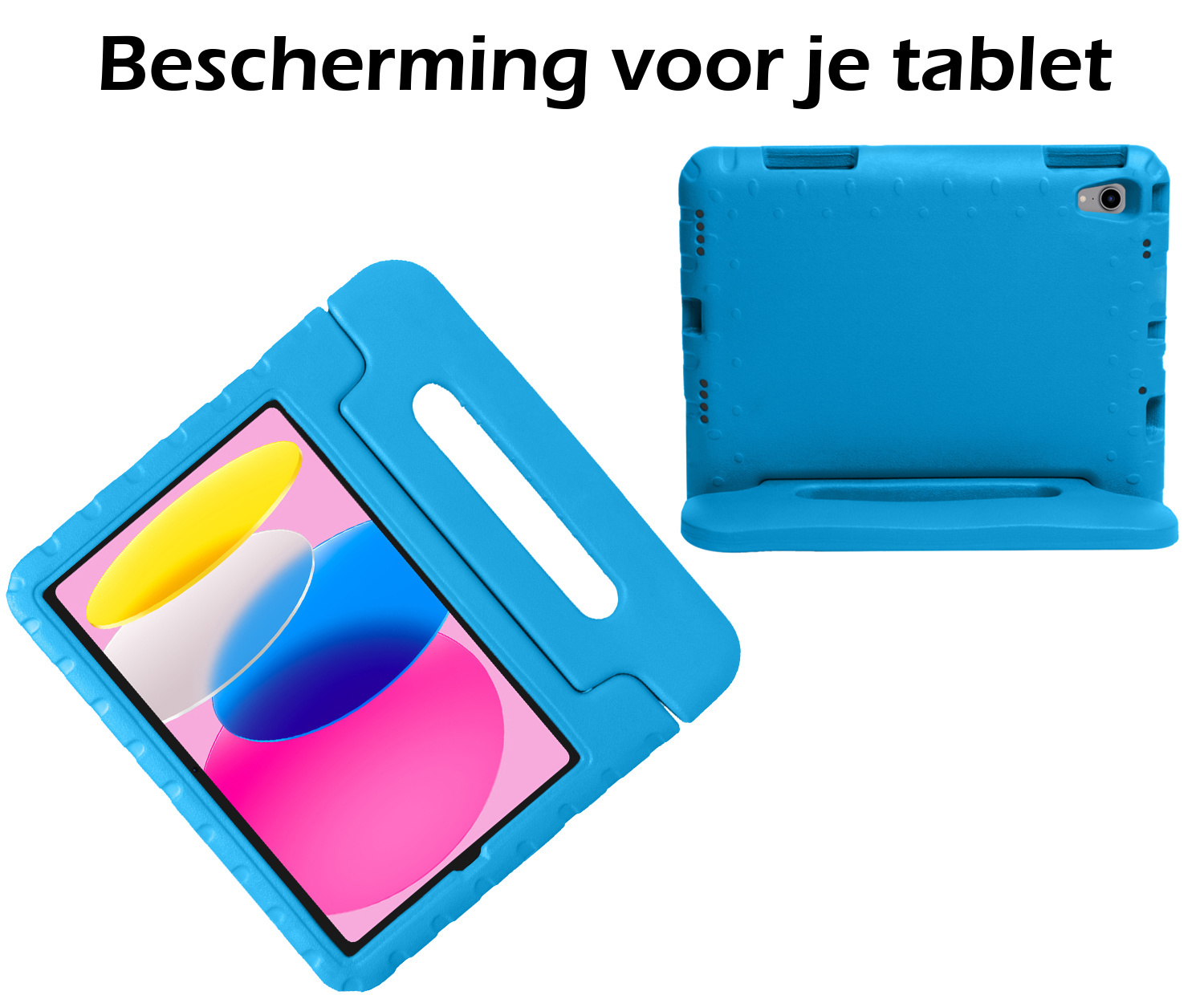 Nomfy Hoes Geschikt voor iPad 2022 Hoes Bumper Kindvriendelijk Kids Case Kinderhoes Met 2x Screenprotector - Hoesje Geschikt voor iPad 10 Hoesje Shockproof Cover Hoes - Blauw