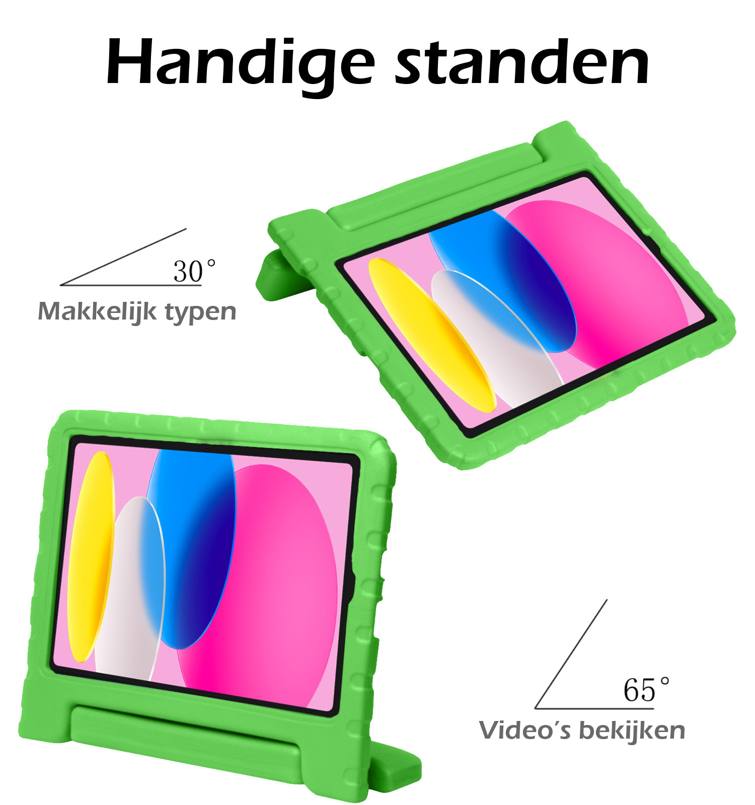Nomfy Hoes Geschikt voor iPad 2022 Hoes Bumper Kindvriendelijk Kids Case Kinderhoes Met 2x Screenprotector - Hoesje Geschikt voor iPad 10 Hoesje Shockproof Cover Hoes - Groen