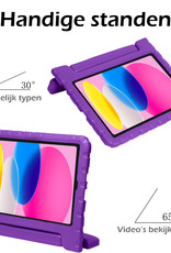 Nomfy Hoes Geschikt voor iPad 2022 Hoes Bumper Kindvriendelijk Kids Case Kinderhoes Met 2x Screenprotector - Hoesje Geschikt voor iPad 10 Hoesje Shockproof Cover Hoes - Paars