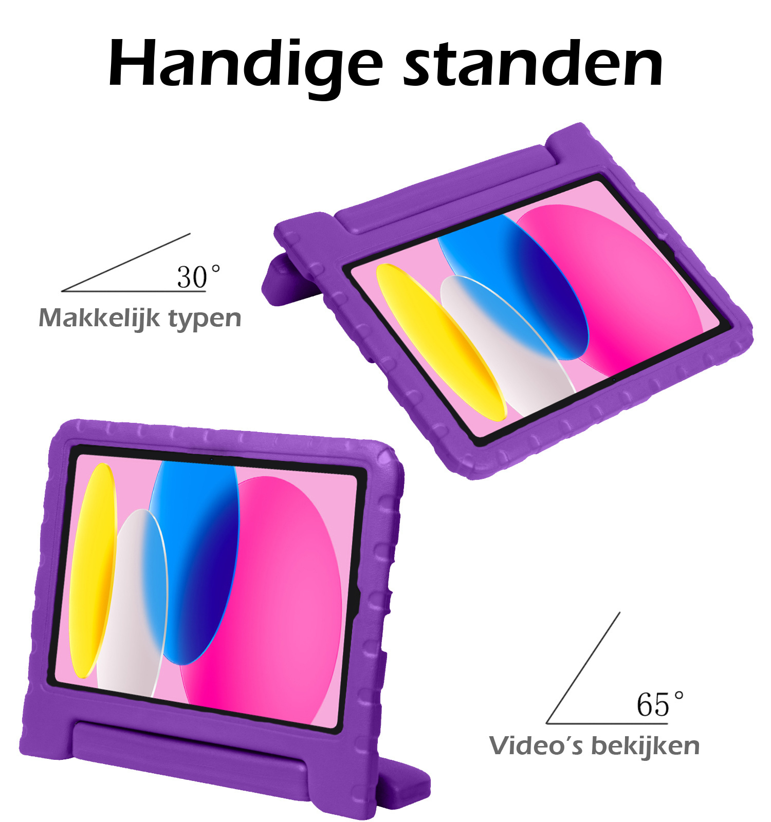 Nomfy Hoes Geschikt voor iPad 2022 Hoes Bumper Kindvriendelijk Kids Case Kinderhoes Met 2x Screenprotector - Hoesje Geschikt voor iPad 10 Hoesje Shockproof Cover Hoes - Paars