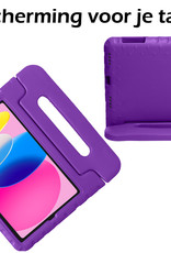 Nomfy Hoes Geschikt voor iPad 2022 Hoes Bumper Kindvriendelijk Kids Case Kinderhoes Met 2x Screenprotector - Hoesje Geschikt voor iPad 10 Hoesje Shockproof Cover Hoes - Paars