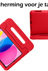 iPad 2022 Hoes Bumper Kindvriendelijk Kids Case Met 2x Screenprotector - iPad 10 2022 Hoesje Shockproof Cover Hoes - Rood