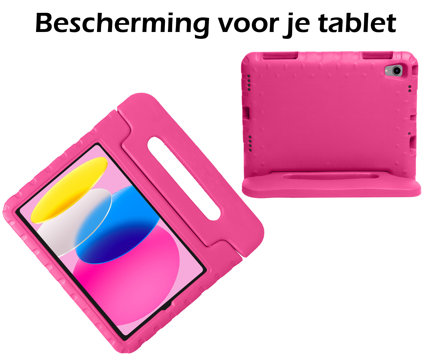 Nomfy Hoes Geschikt voor iPad 2022 Hoes Bumper Kindvriendelijk Kids Case Kinderhoes Met 2x Screenprotector - Hoesje Geschikt voor iPad 10 Hoesje Shockproof Cover Hoes - Roze
