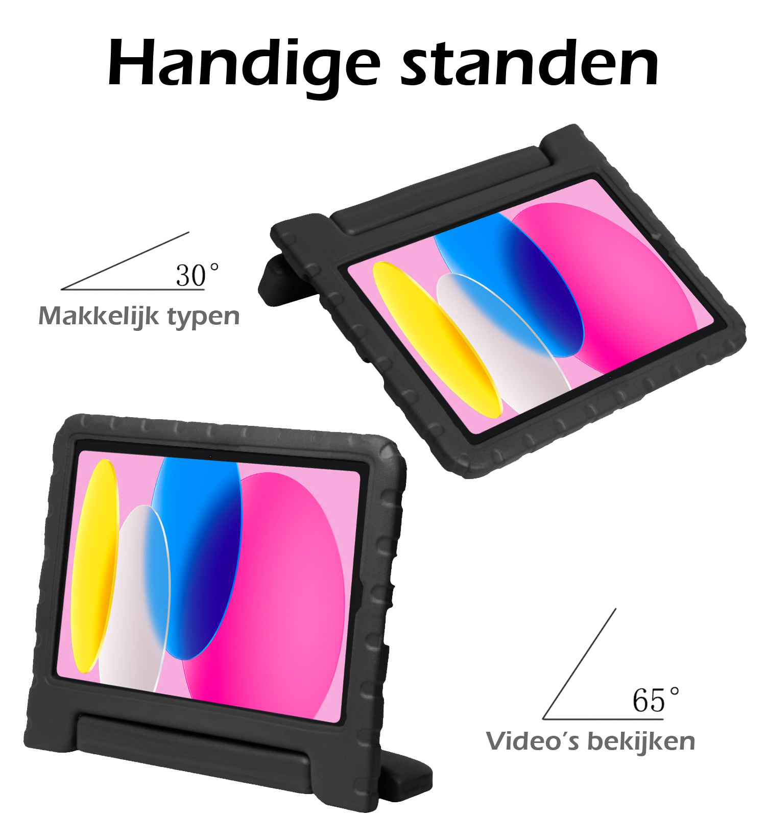 Nomfy Hoes Geschikt voor iPad 2022 Hoes Bumper Kindvriendelijk Kids Case Kinderhoes Met 2x Screenprotector - Hoesje Geschikt voor iPad 10 Hoesje Shockproof Cover Hoes - Zwart