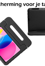 Nomfy Hoes Geschikt voor iPad 2022 Hoes Bumper Kindvriendelijk Kids Case Kinderhoes Met 2x Screenprotector - Hoesje Geschikt voor iPad 10 Hoesje Shockproof Cover Hoes - Zwart