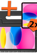 Nomfy Hoes Geschikt voor iPad 2022 Hoes Bumper Kindvriendelijk Kids Case Kinderhoes Met 2x Screenprotector - Hoesje Geschikt voor iPad 10 Hoesje Shockproof Cover Hoes - Zwart
