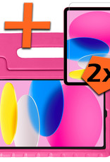 Nomfy Hoes Geschikt voor iPad 2022 Hoes Bumper Kindvriendelijk Kids Case Kinderhoes Met 2x Screenprotector - Hoesje Geschikt voor iPad 10 Hoesje Shockproof Cover Hoes - Roze