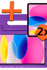 Nomfy Hoes Geschikt voor iPad 2022 Hoes Bumper Kindvriendelijk Kids Case Kinderhoes Met 2x Screenprotector - Hoesje Geschikt voor iPad 10 Hoesje Shockproof Cover Hoes - Paars