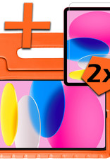 Nomfy Hoes Geschikt voor iPad 2022 Hoes Bumper Kindvriendelijk Kids Case Kinderhoes Met 2x Screenprotector - Hoesje Geschikt voor iPad 10 Hoesje Shockproof Cover Hoes - Oranje