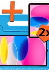 Nomfy Hoes Geschikt voor iPad 2022 Hoes Bumper Kindvriendelijk Kids Case Kinderhoes Met 2x Screenprotector - Hoesje Geschikt voor iPad 10 Hoesje Shockproof Cover Hoes - Blauw