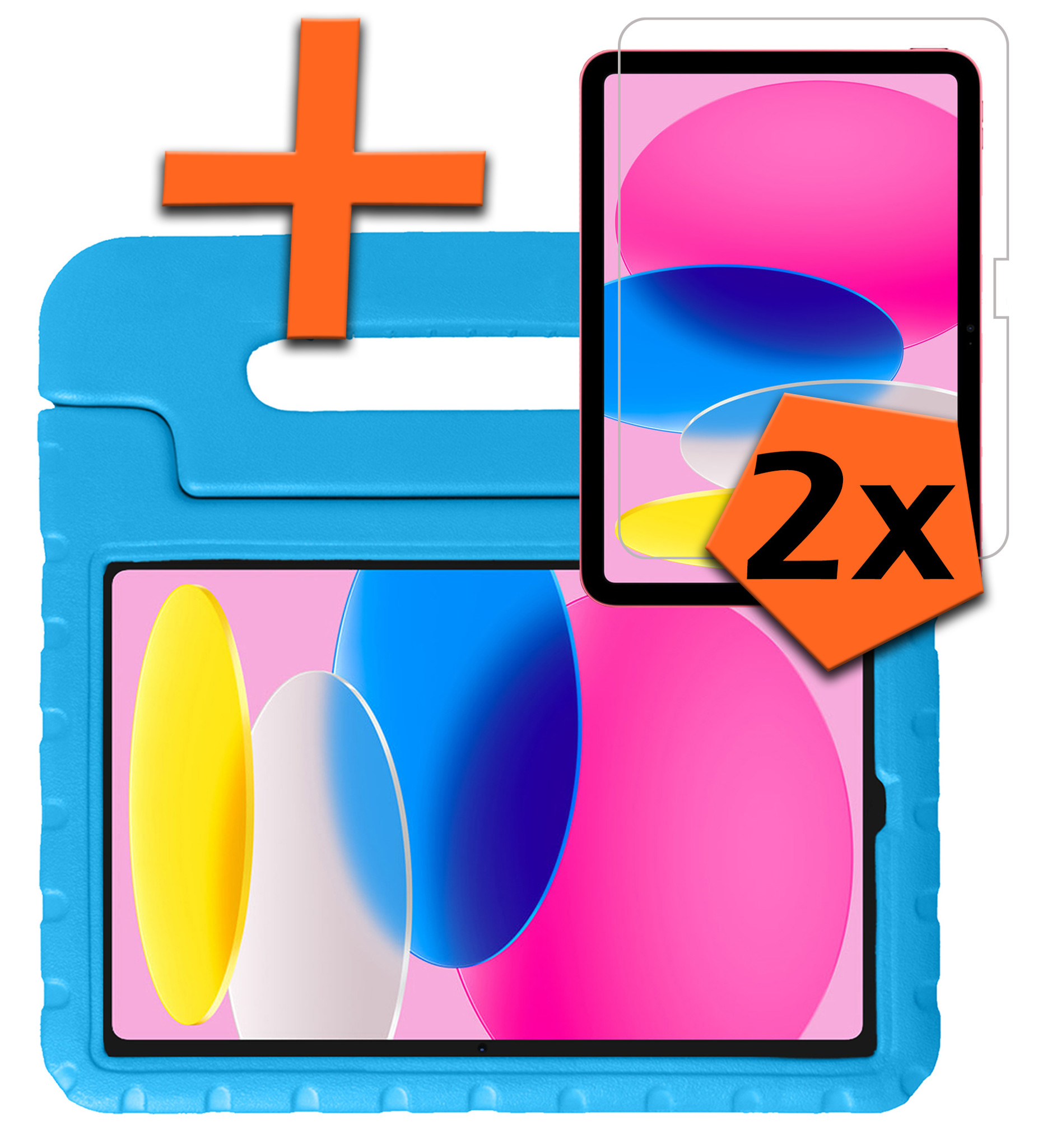 Nomfy Hoes Geschikt voor iPad 2022 Hoes Bumper Kindvriendelijk Kids Case Kinderhoes Met 2x Screenprotector - Hoesje Geschikt voor iPad 10 Hoesje Shockproof Cover Hoes - Blauw