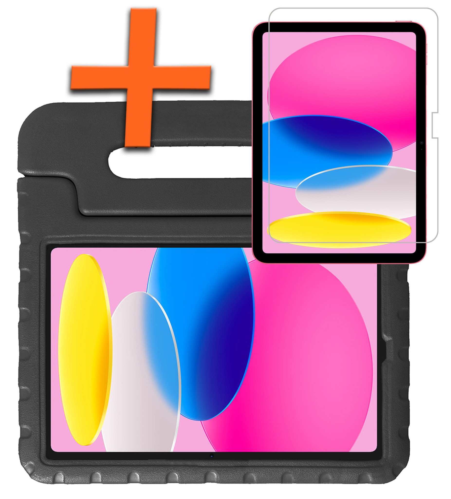 Nomfy Hoes Geschikt voor iPad 2022 Hoes Bumper Kindvriendelijk Kids Case Kinderhoes Met Screenprotector - Hoesje Geschikt voor iPad 10 Hoesje Shockproof Cover Hoes - Zwart