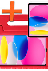 Nomfy Hoes Geschikt voor iPad 2022 Hoes Bumper Kindvriendelijk Kids Case Kinderhoes Met Screenprotector - Hoesje Geschikt voor iPad 10 Hoesje Shockproof Cover Hoes - Rood