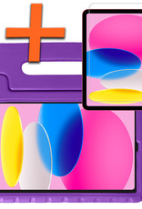 Nomfy Hoes Geschikt voor iPad 2022 Hoes Bumper Kindvriendelijk Kids Case Kinderhoes Met Screenprotector - Hoesje Geschikt voor iPad 10 Hoesje Shockproof Cover Hoes - Paars