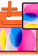 Nomfy Hoes Geschikt voor iPad 2022 Hoes Bumper Kindvriendelijk Kids Case Kinderhoes Met Screenprotector - Hoesje Geschikt voor iPad 10 Hoesje Shockproof Cover Hoes - Oranje