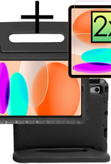 NoXx Hoesje Geschikt voor iPad 2022 Hoesje Kinderhoes Shockproof Hoes Kids Case Met 2x Screenprotector - Zwart