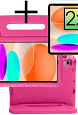 NoXx Hoesje Geschikt voor iPad 2022 Hoesje Kinderhoes Shockproof Hoes Kids Case Met 2x Screenprotector - Roze