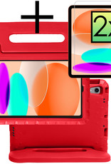 NoXx Hoesje Geschikt voor iPad 2022 Hoesje Kinderhoes Shockproof Hoes Kids Case Met 2x Screenprotector - Rood