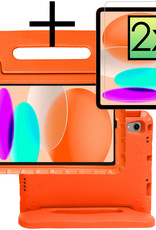 NoXx Hoesje Geschikt voor iPad 2022 Hoesje Kinderhoes Shockproof Hoes Kids Case Met 2x Screenprotector - Oranje