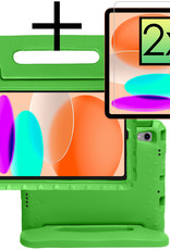 NoXx Hoesje Geschikt voor iPad 2022 Hoesje Kinderhoes Shockproof Hoes Kids Case Met 2x Screenprotector - Groen