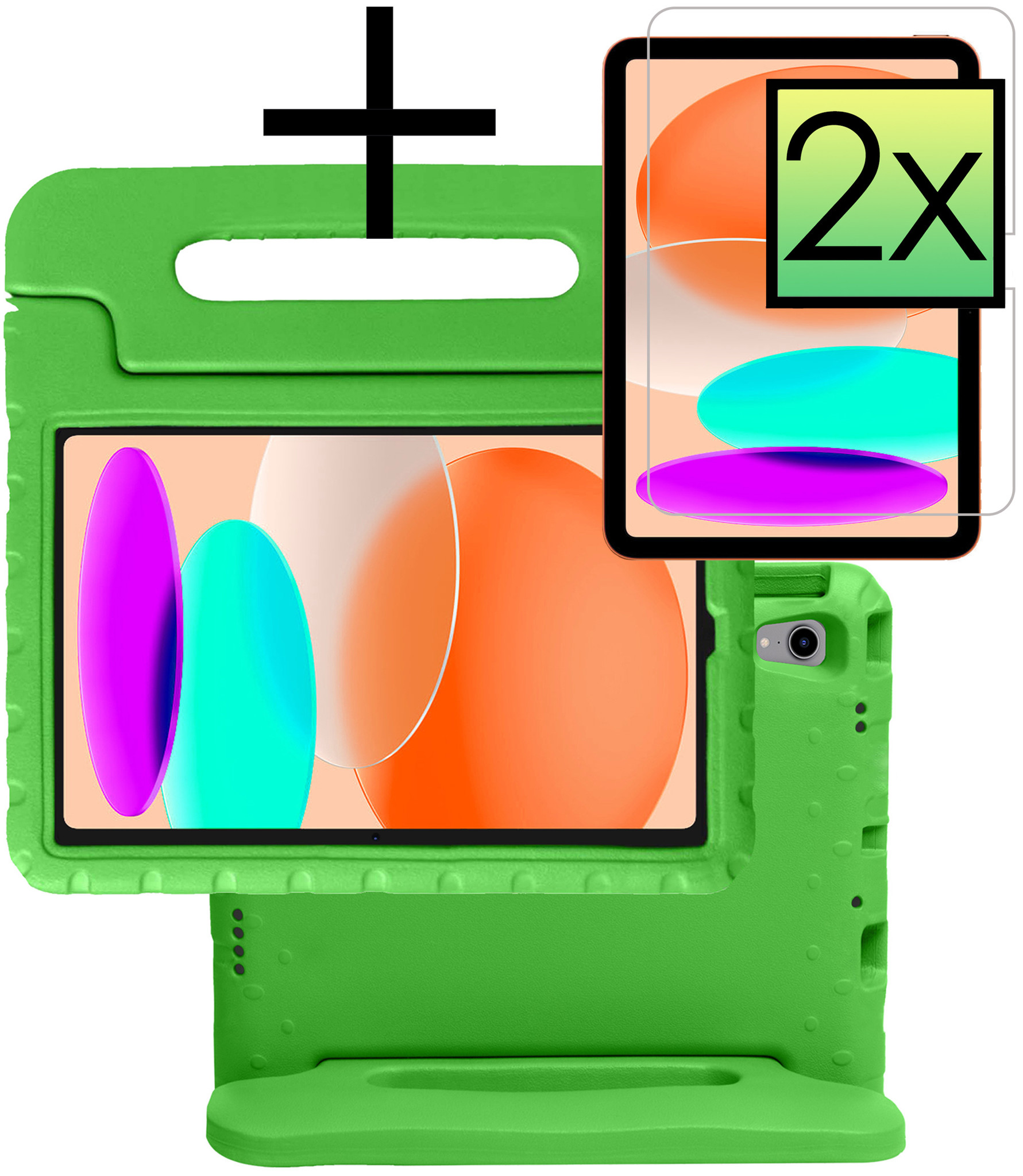 NoXx Hoesje Geschikt voor iPad 2022 Hoesje Kinderhoes Shockproof Hoes Kids Case Met 2x Screenprotector - Groen