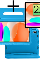 NoXx Hoesje Geschikt voor iPad 2022 Hoesje Kinderhoes Shockproof Hoes Kids Case Met 2x Screenprotector - Blauw