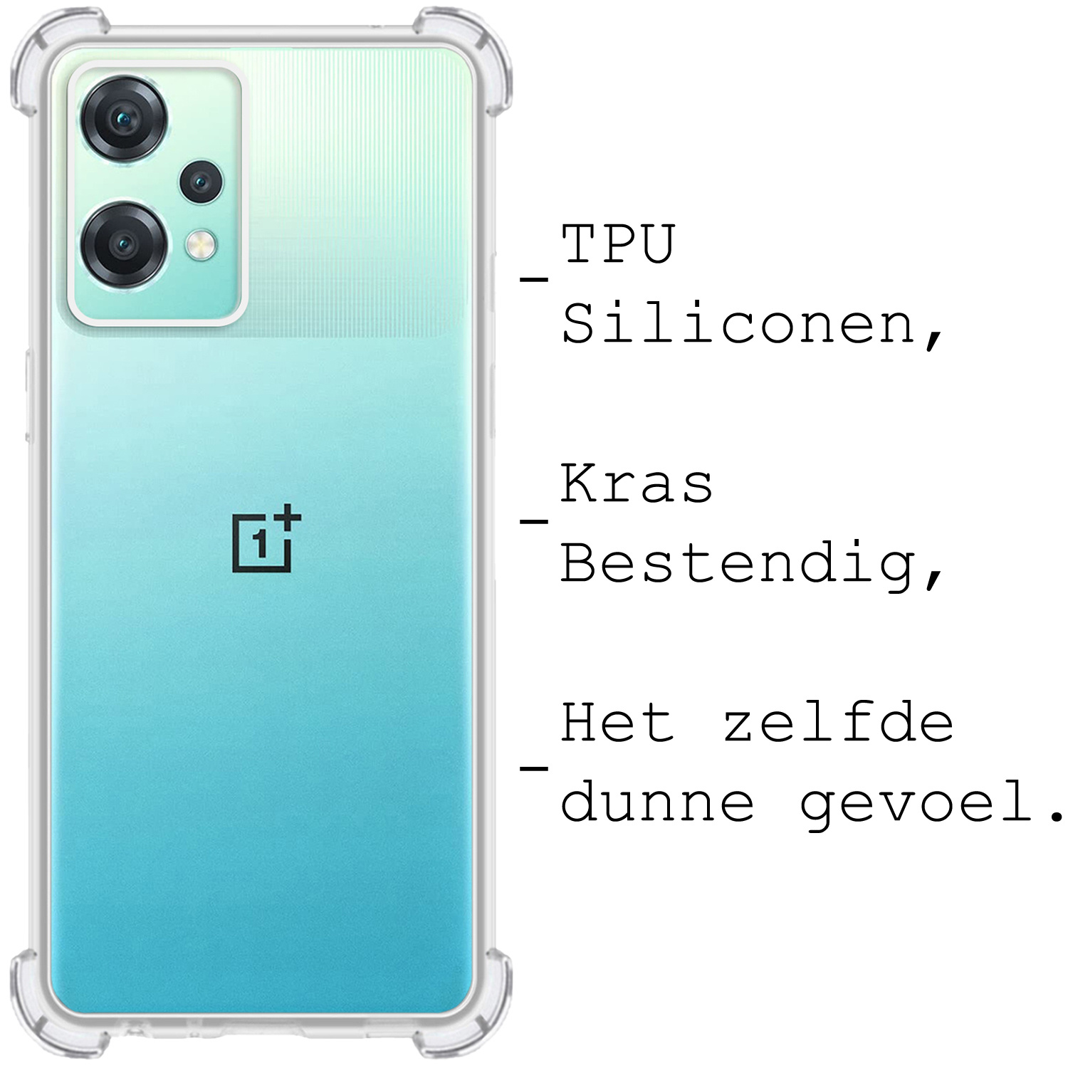 BASEY. Hoes Geschikt voor OnePlus Nord CE 2 Lite Hoesje Shock Proof Case Hoes Siliconen - Hoesje Geschikt voor OnePlus Nord CE 2 Lite Hoes Cover Shockproof - Transparant