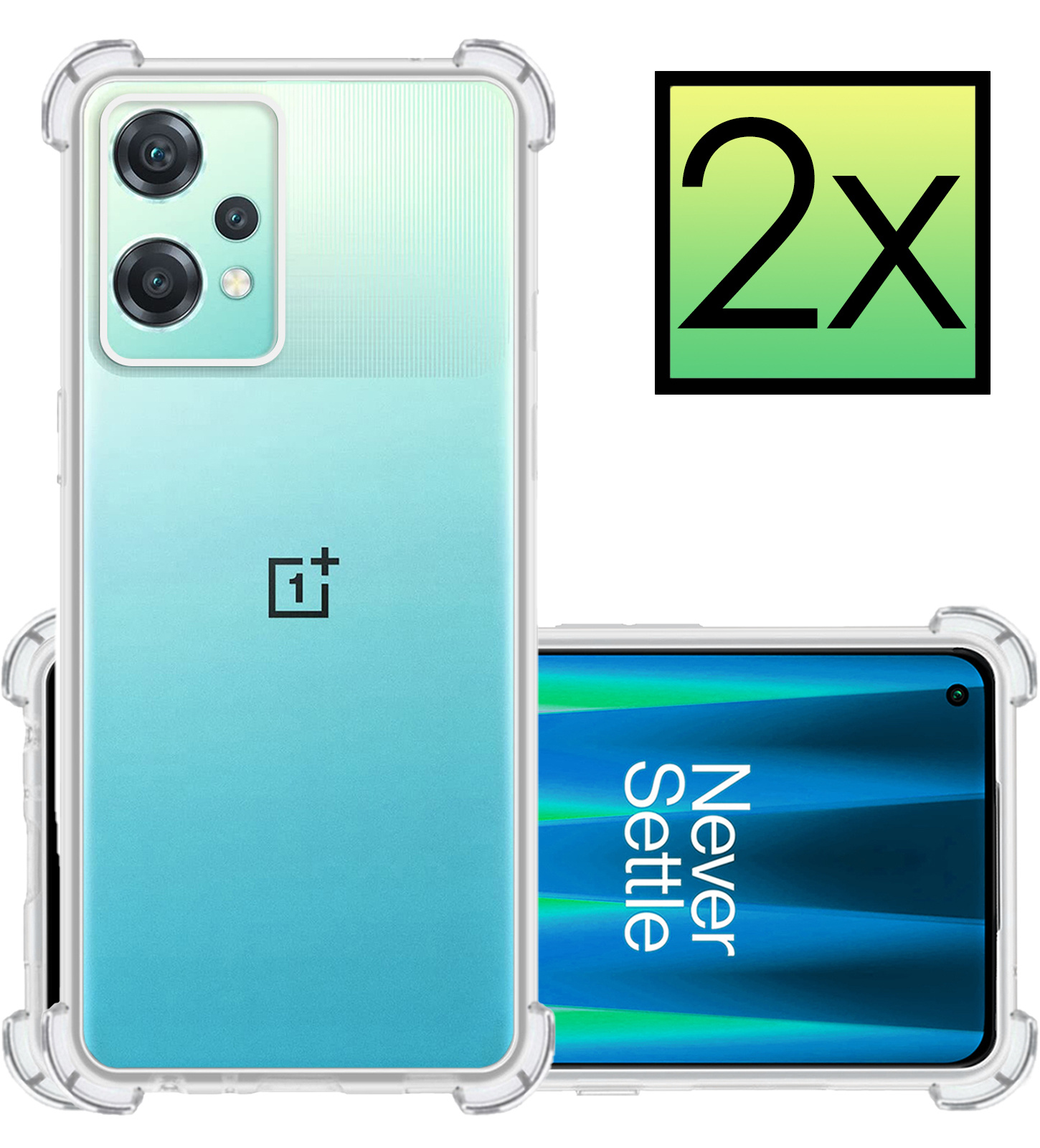 NoXx Hoes Geschikt voor OnePlus Nord CE 2 Lite Hoesje Siliconen Cover Shock Proof Back Case Shockproof Hoes - Transparant - 2x