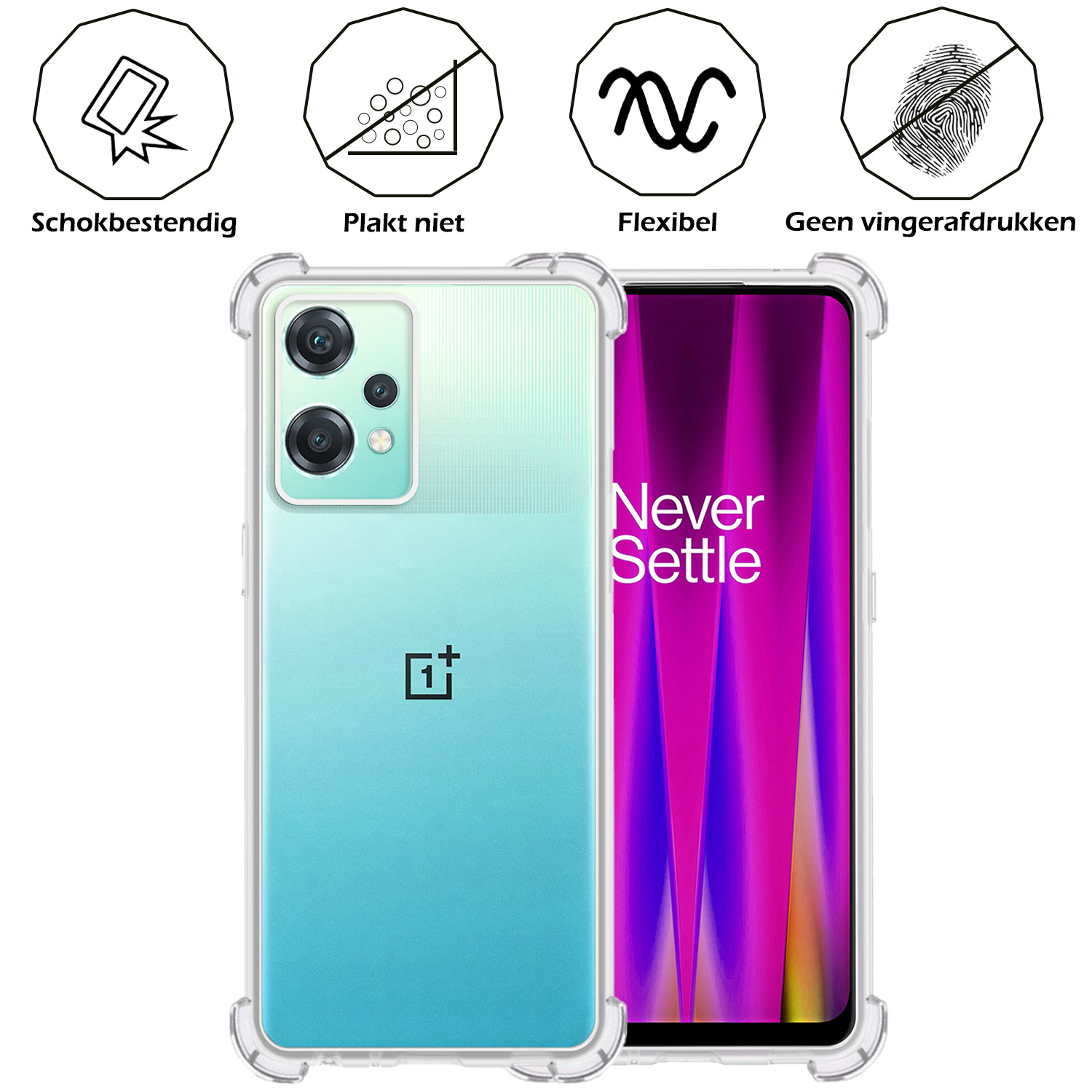 Nomfy Hoesje Geschikt voor OnePlus Nord CE 2 Lite Hoesje Shock Proof Cover Case Shockproof - Hoes Geschikt voor OnePlus Nord CE 2 Lite Hoes Siliconen Back Case - Transparant - 2 PACK