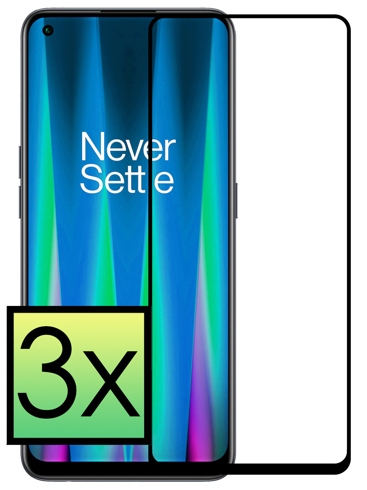 NoXx Screenprotector Geschikt voor OnePlus Nord CE 2 Lite Screenprotector Tempered Glass Gehard Glas Full Cover - 3x