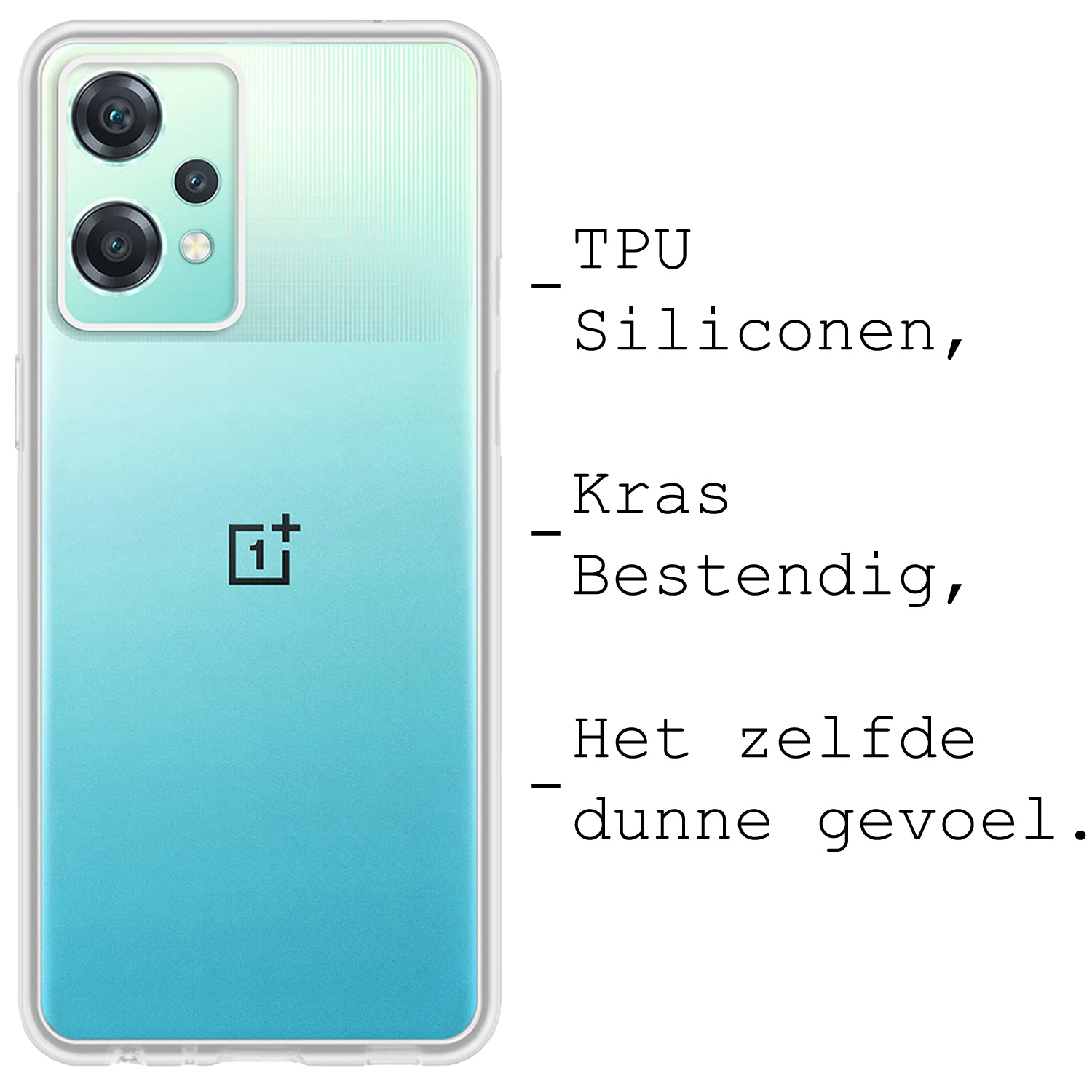 BASEY. Hoes Geschikt voor OnePlus Nord CE 2 Lite Hoesje Siliconen Back Cover Case - Hoesje Geschikt voor OnePlus Nord CE 2 Lite Hoes Cover Hoesje - Transparant