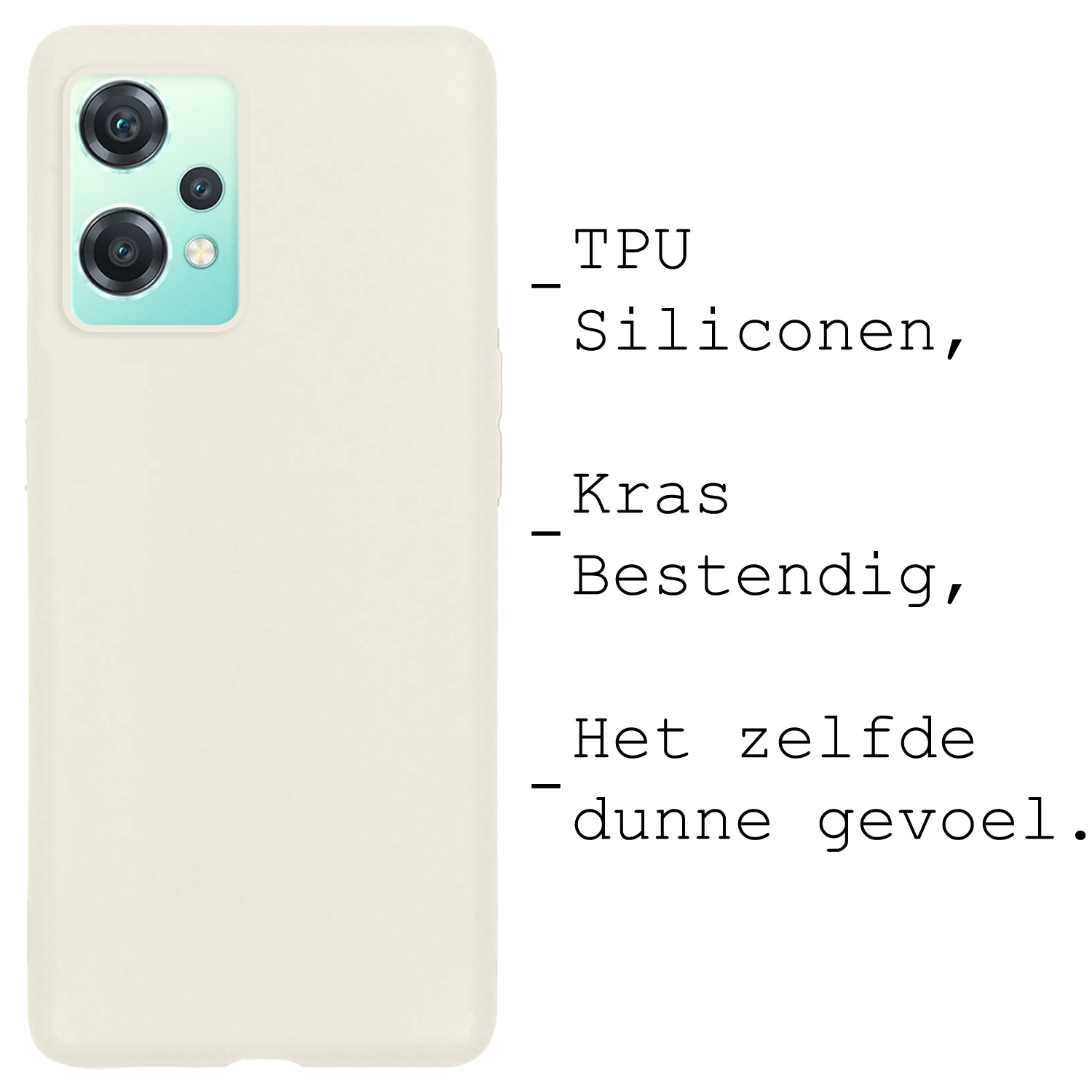 BASEY. Hoes Geschikt voor OnePlus Nord CE 2 Lite Hoesje Siliconen Back Cover Case - Hoesje Geschikt voor OnePlus Nord CE 2 Lite Hoes Cover Hoesje - Wit