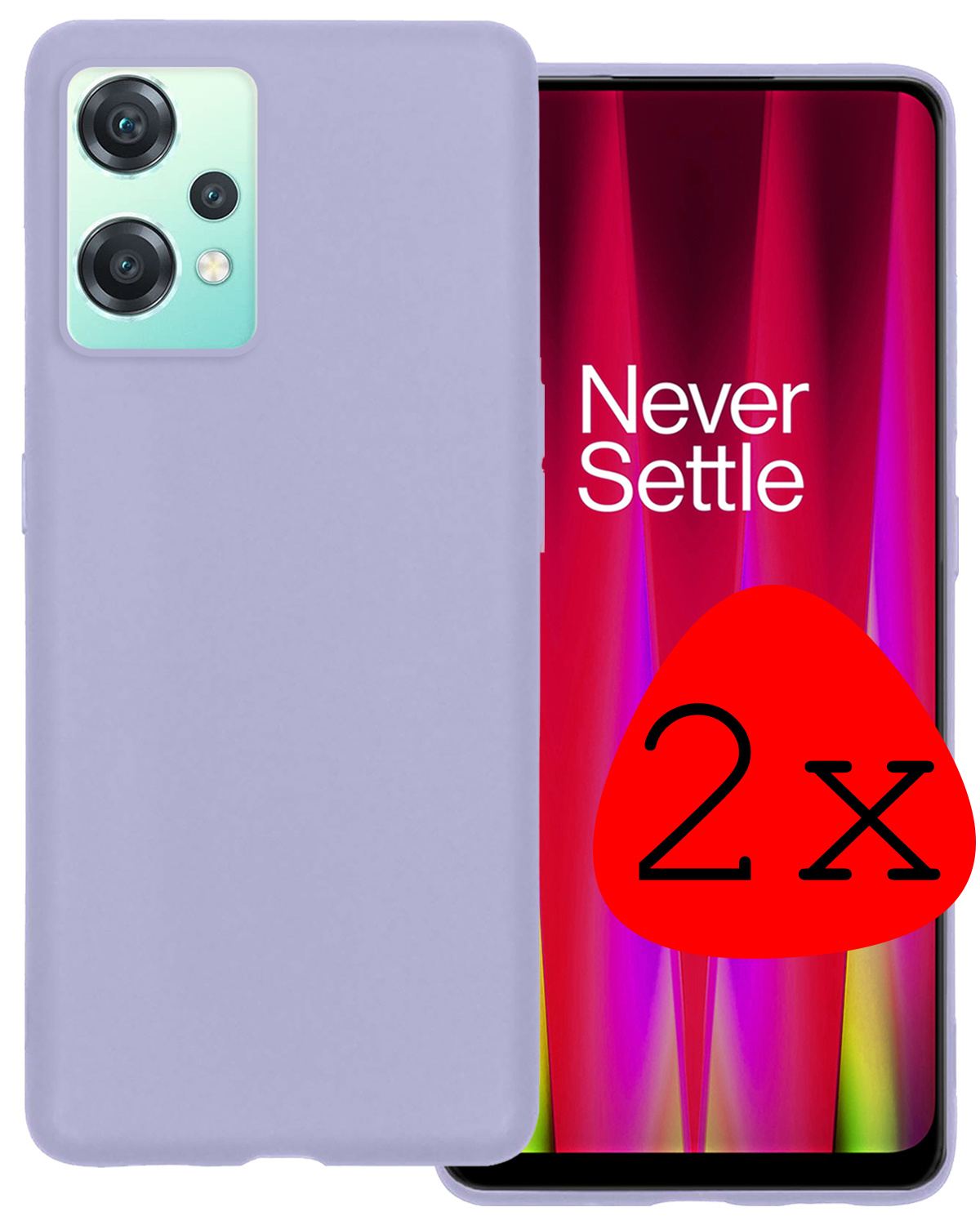 BASEY. Hoes Geschikt voor OnePlus Nord CE 2 Lite Hoesje Siliconen Back Cover Case - Hoesje Geschikt voor OnePlus Nord CE 2 Lite Hoes Cover Hoesje - Lila - 2 Stuks