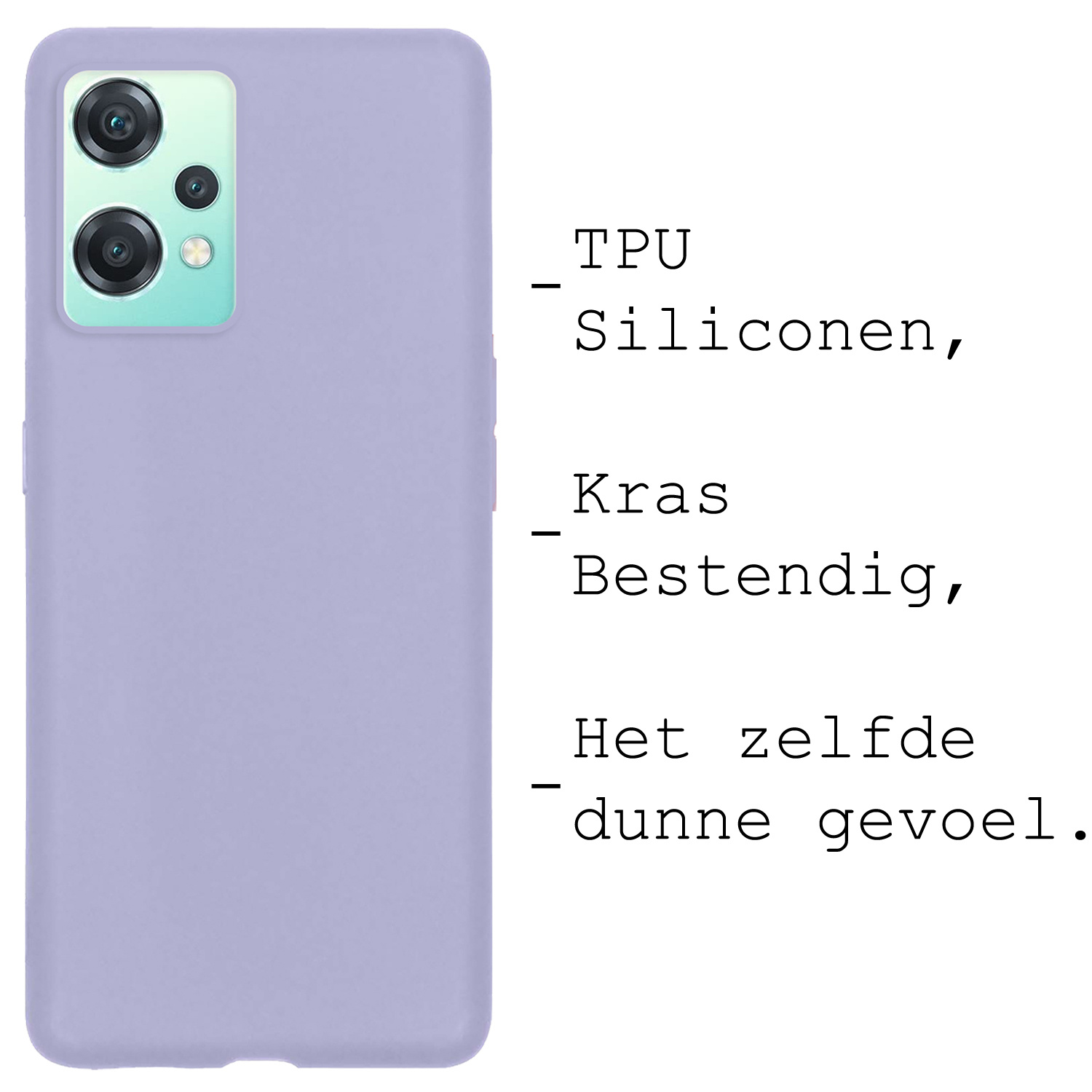 BASEY. Hoes Geschikt voor OnePlus Nord CE 2 Lite Hoesje Siliconen Back Cover Case - Hoesje Geschikt voor OnePlus Nord CE 2 Lite Hoes Cover Hoesje - Lila - 2 Stuks
