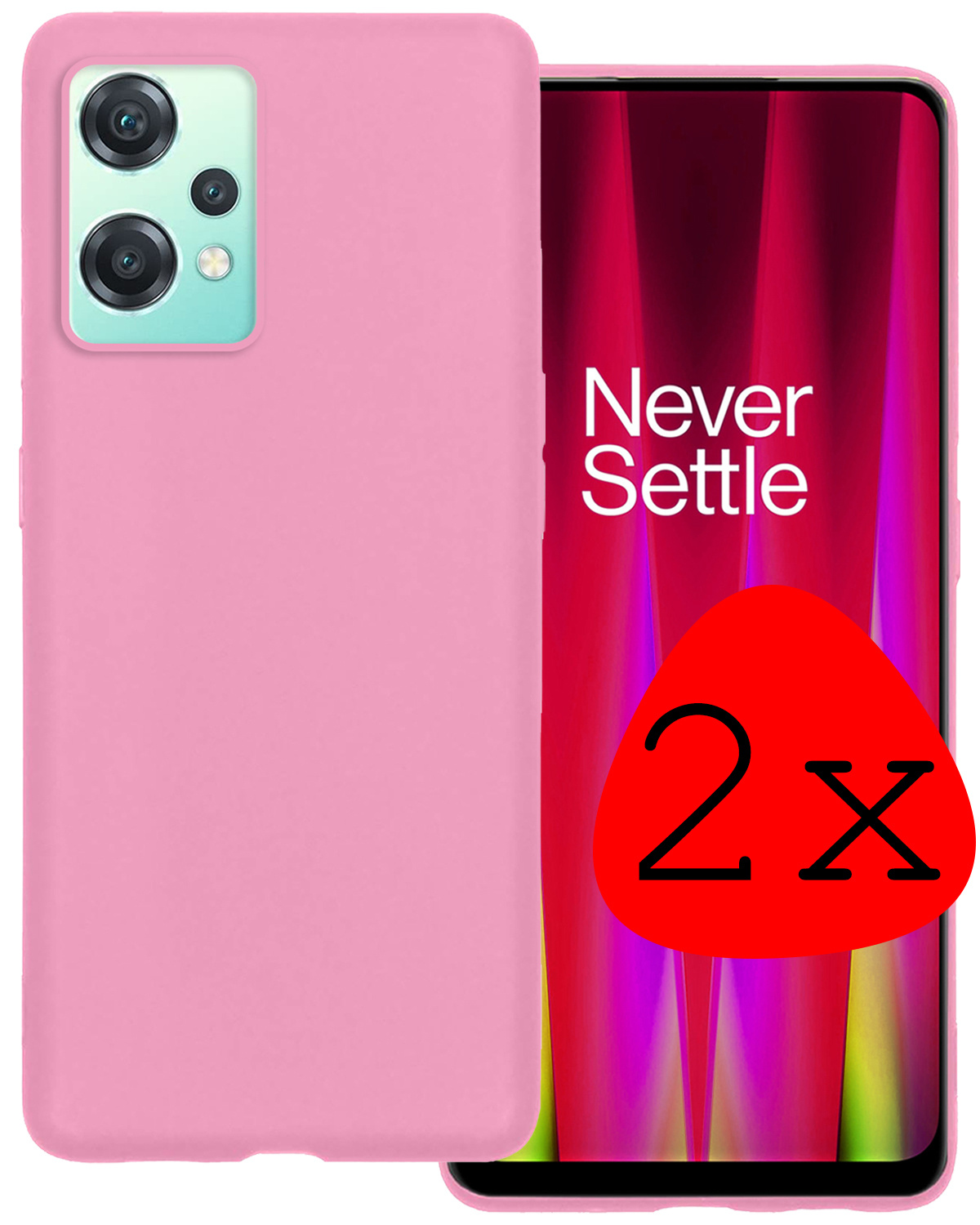 BASEY. Hoes Geschikt voor OnePlus Nord CE 2 Lite Hoesje Siliconen Back Cover Case - Hoesje Geschikt voor OnePlus Nord CE 2 Lite Hoes Cover Hoesje - Lichtroze - 2 Stuks