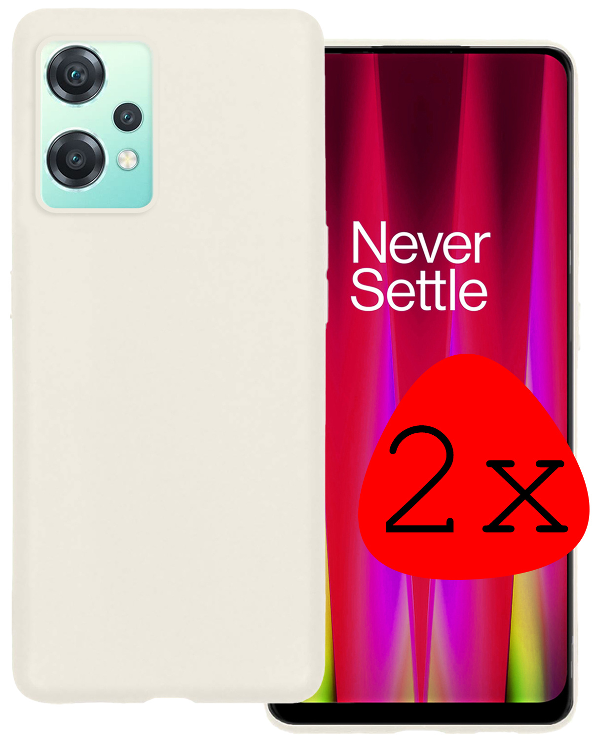BASEY. Hoes Geschikt voor OnePlus Nord CE 2 Lite Hoesje Siliconen Back Cover Case - Hoesje Geschikt voor OnePlus Nord CE 2 Lite Hoes Cover Hoesje - Wit - 2 Stuks