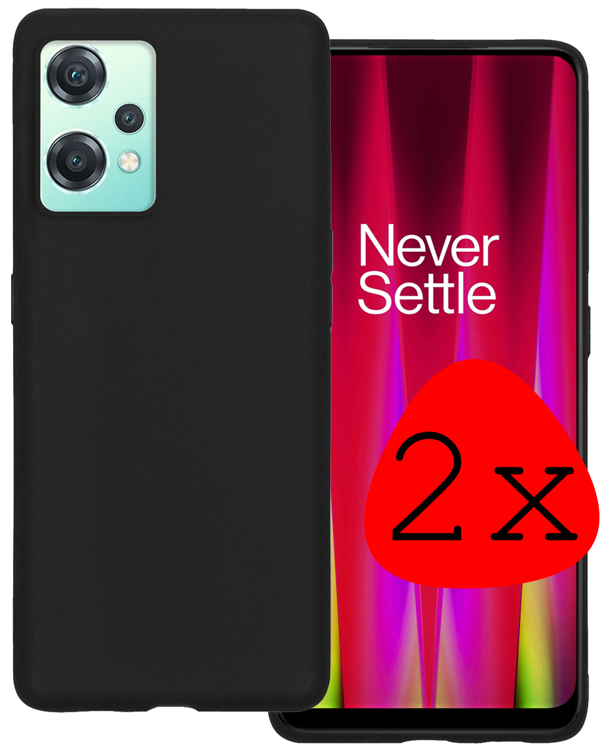 BASEY. Hoes Geschikt voor OnePlus Nord CE 2 Lite Hoesje Siliconen Back Cover Case - Hoesje Geschikt voor OnePlus Nord CE 2 Lite Hoes Cover Hoesje - Zwart - 2 Stuks