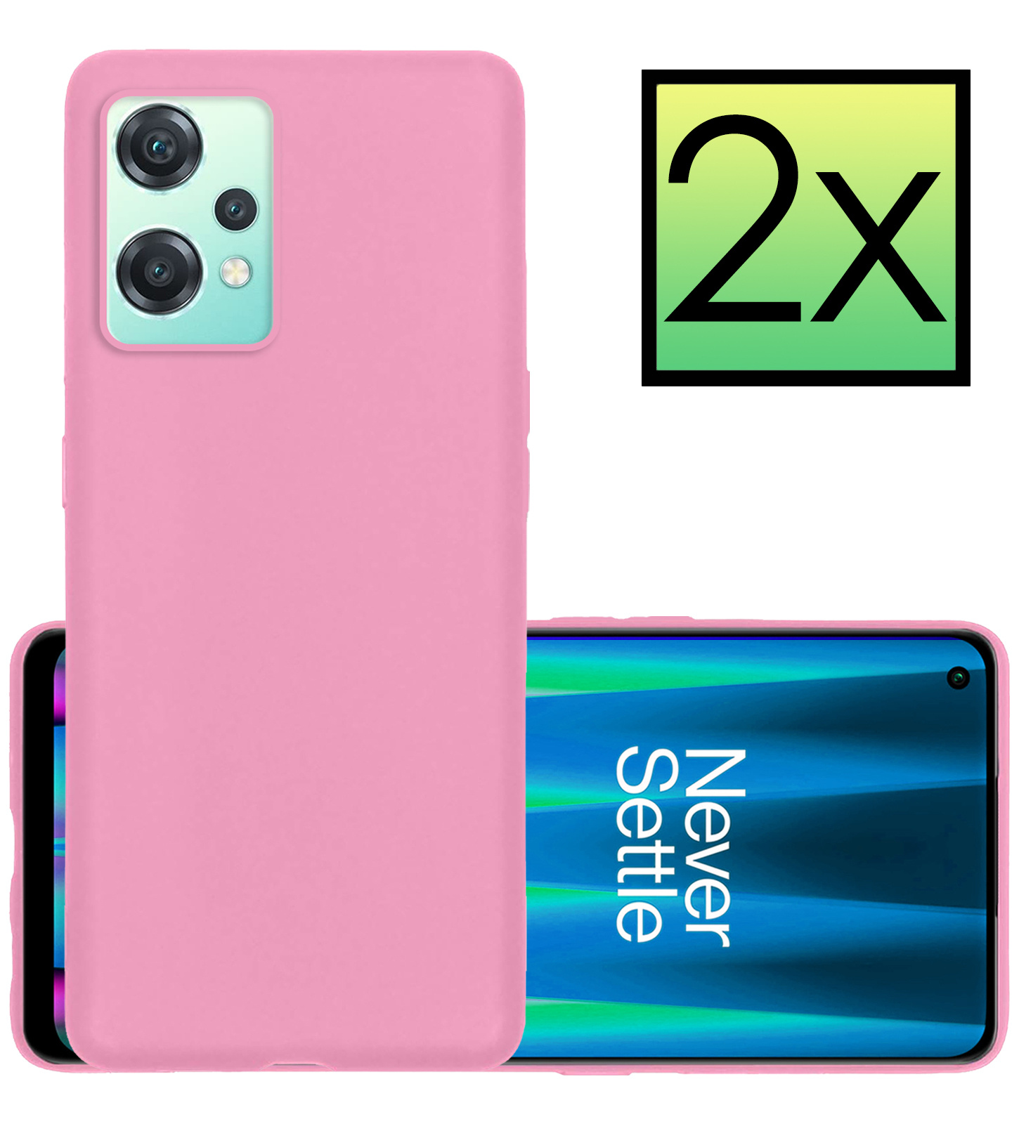 NoXx Hoes Geschikt voor OnePlus Nord CE 2 Lite Hoesje Cover Siliconen Back Case Hoes - Lichtroze - 2x