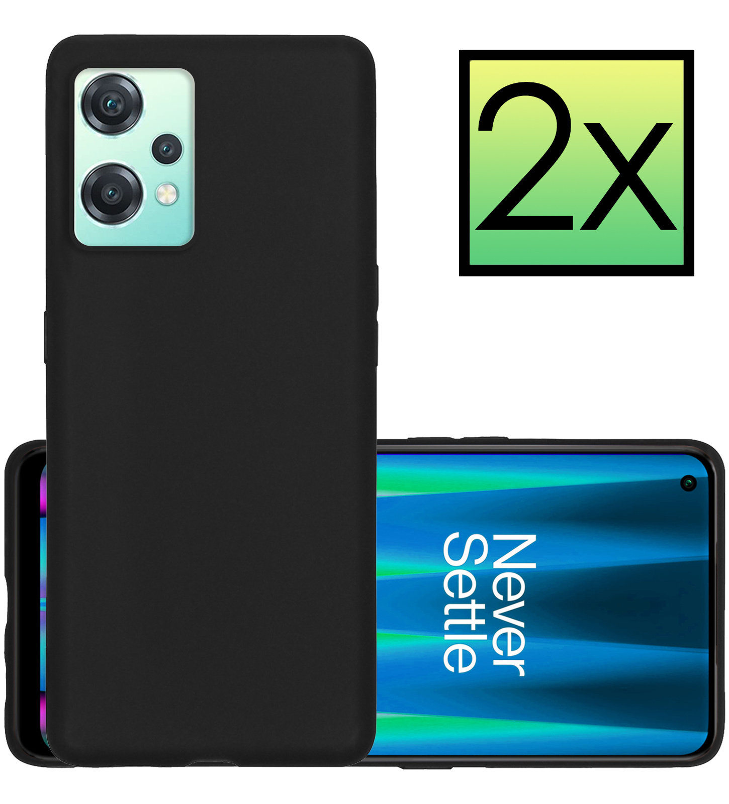 NoXx Hoes Geschikt voor OnePlus Nord CE 2 Lite Hoesje Cover Siliconen Back Case Hoes - Zwart - 2x