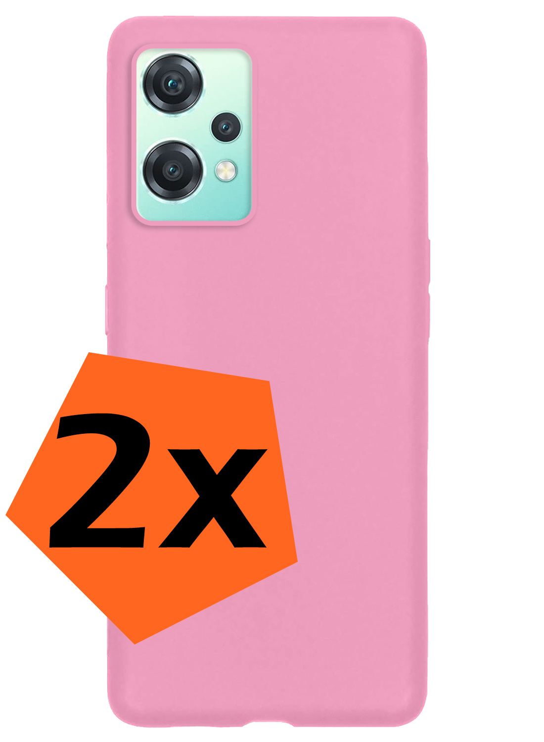 Nomfy Hoesje Geschikt voor OnePlus Nord CE 2 Lite Hoesje Siliconen Cover Case - Hoes Geschikt voor OnePlus Nord CE 2 Lite Hoes Back Case - 2-PACK - Lichtroze